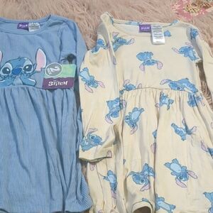 Disney Stitch Blue and Cream Kids Dresses